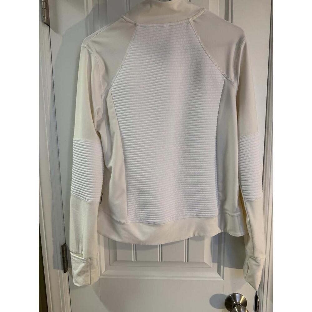 Mondetta Activewear Jacket White Cream Measures Women’s Large Asymmetrical - Picture 7 of 9